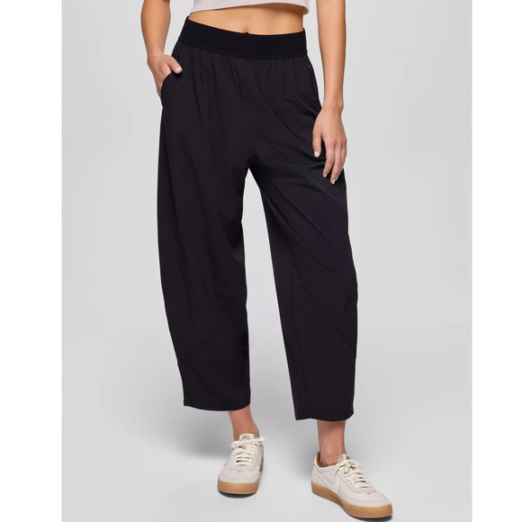 Prana Railay High Rise Pant Women's L Black Relaxed Straight Leg Pull On UPF 50+ - Picture 1 of 13